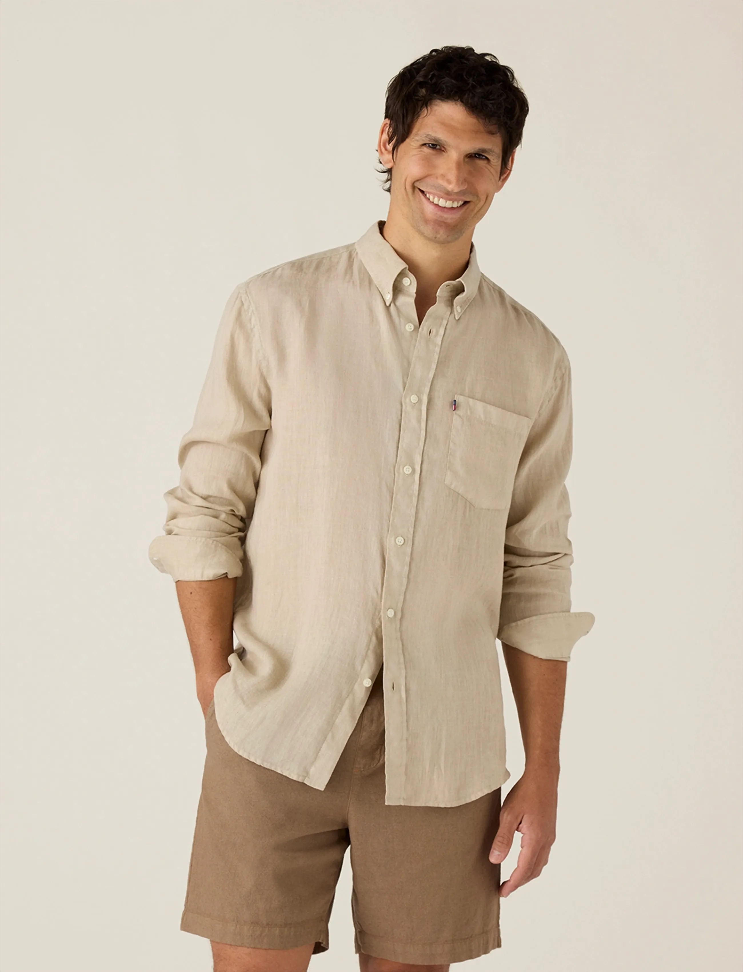 Lexington Clothing - Casual Linen B.D Shirt - basic skjorter - beige - 3
