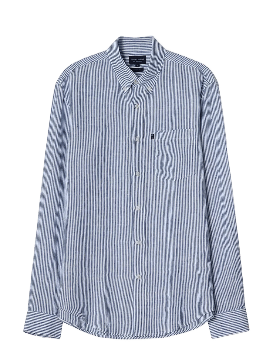 Lexington Clothing - Casual Linen B.D Shirt - basic skjortor - blue/white stripe - 1