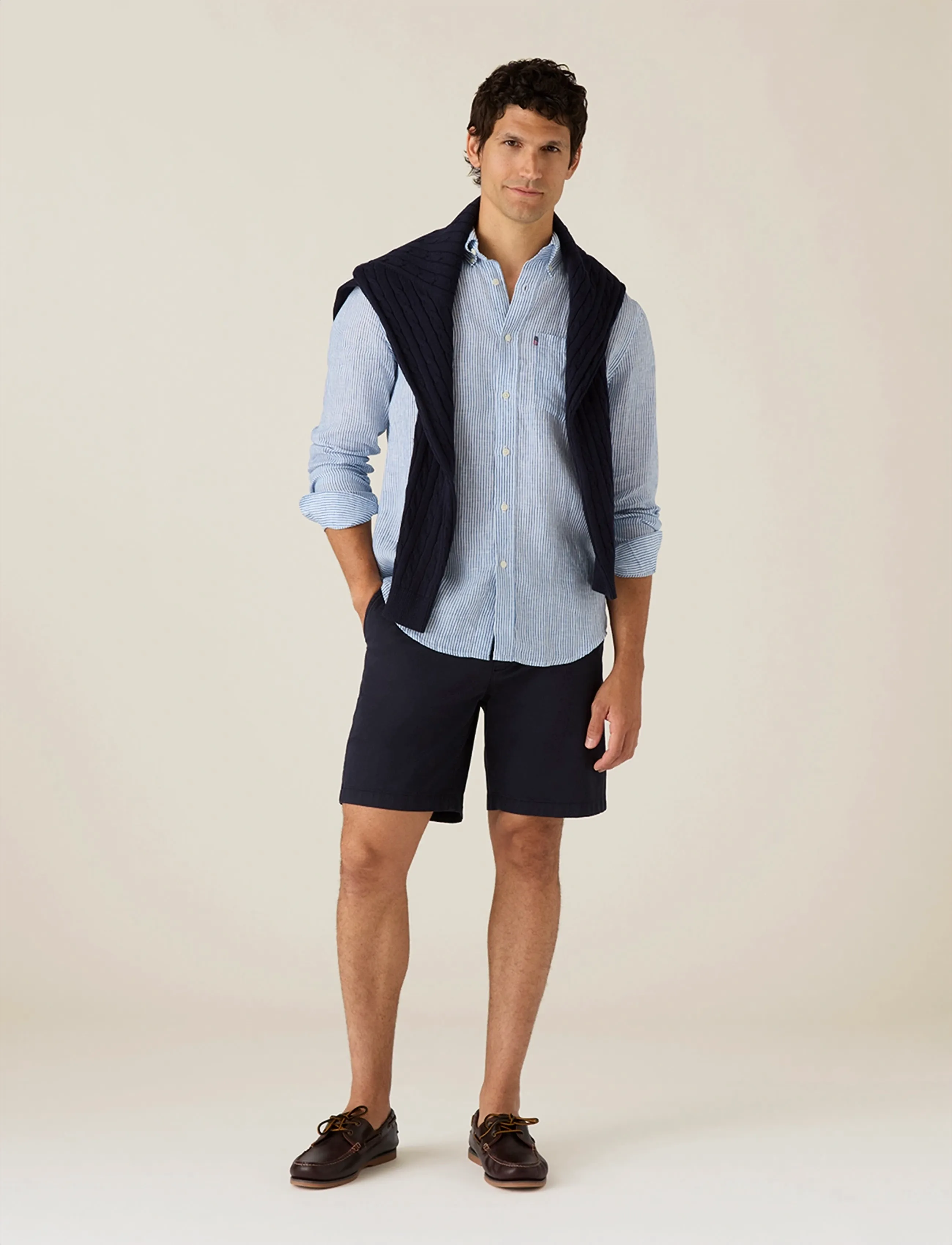 Lexington Clothing Casual Linen B.d Shirt, XXL, Blue, Skjorter > Afslappet Shirts, Herre