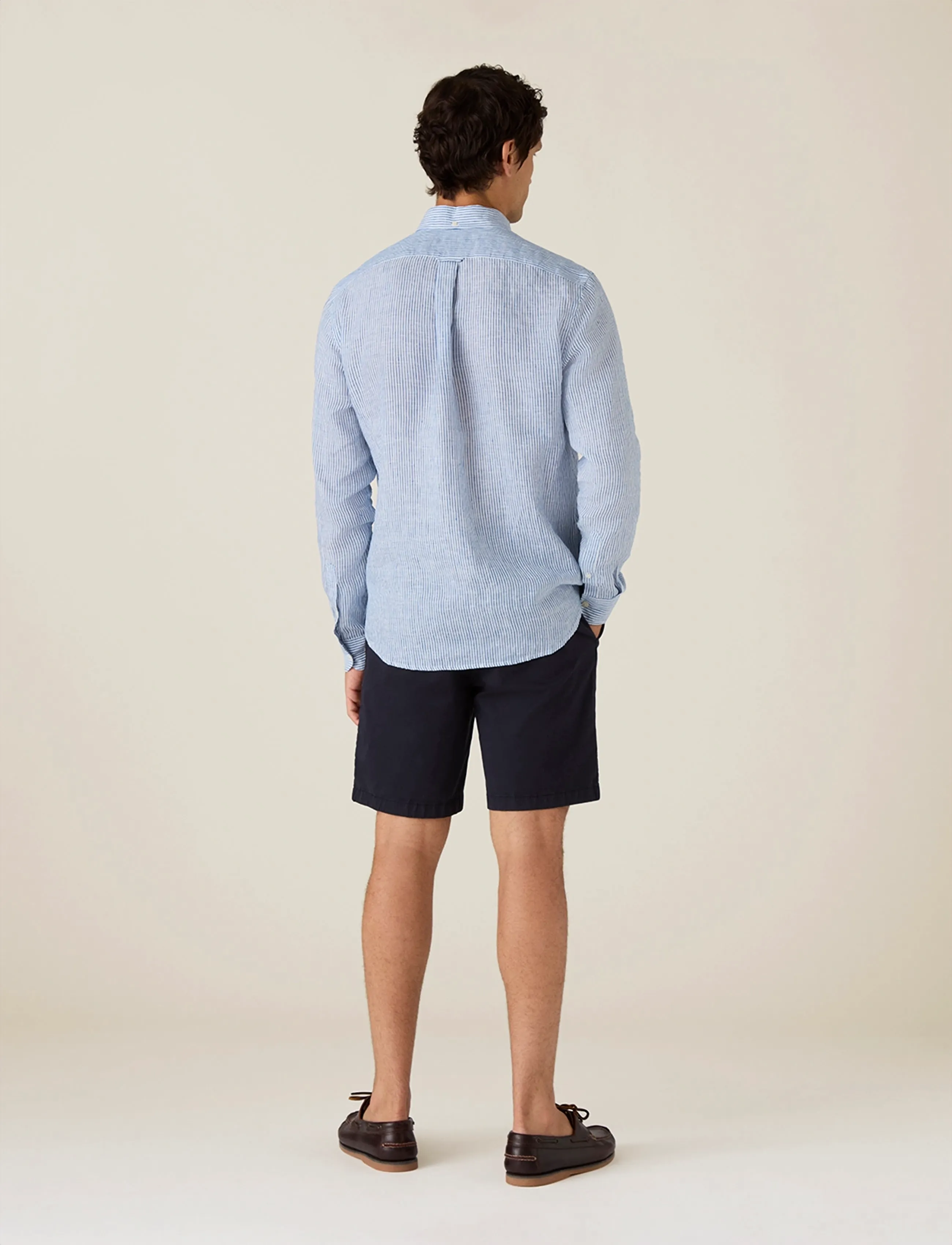 Lexington Clothing - Casual Linen B.D Shirt - basic skjortor - blue/white stripe - 2