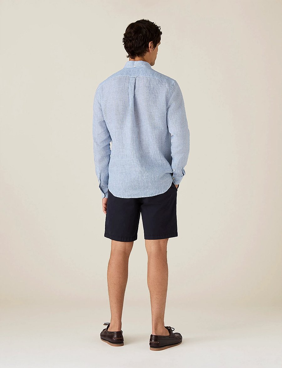 Lexington Clothing - Casual Linen B.D Shirt - basic skjortor - blue/white stripe - 2