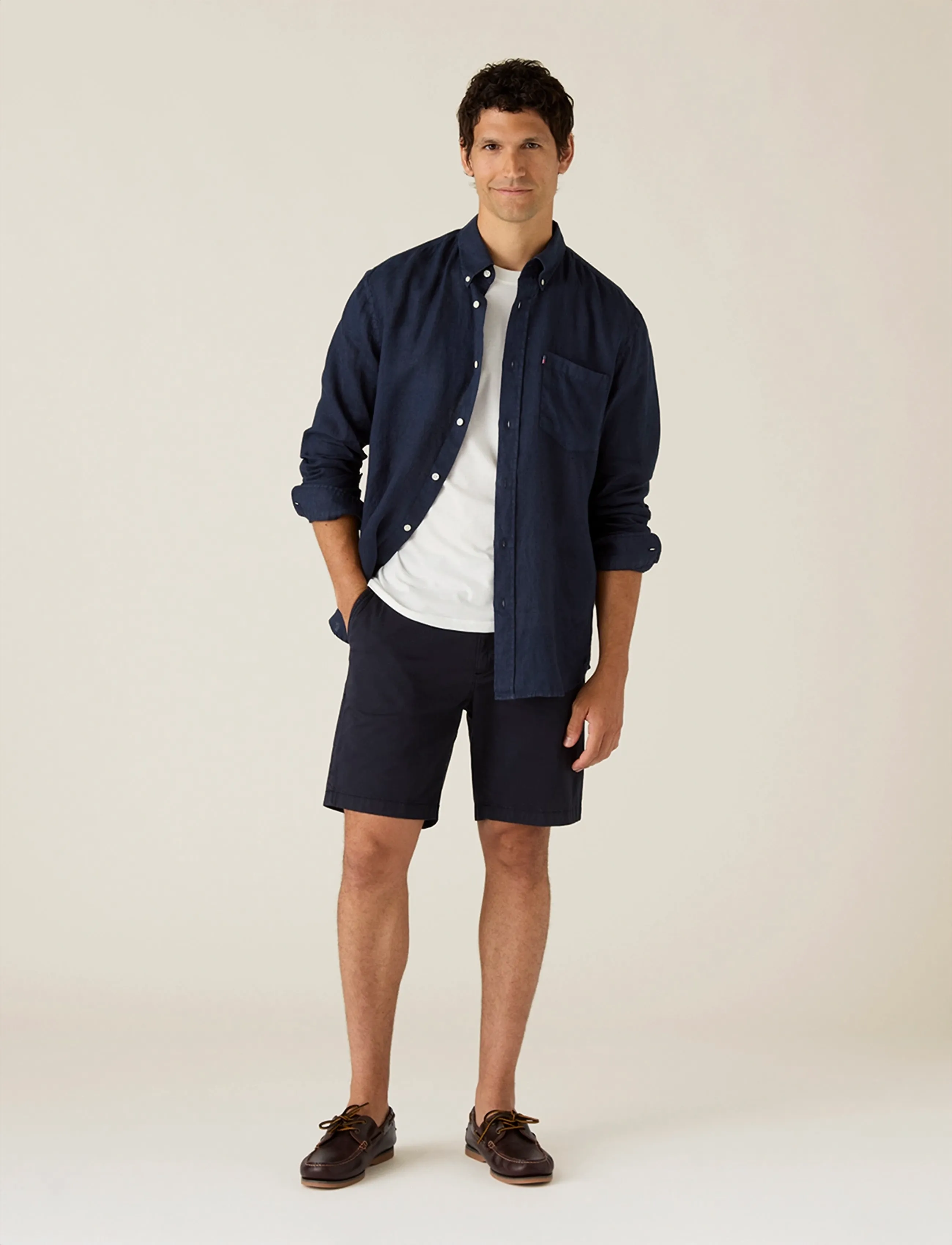 Lexington Clothing Casual Linen B.d Shirt, XXL, Navy, Skjorter > Afslappet Shirts, Herre