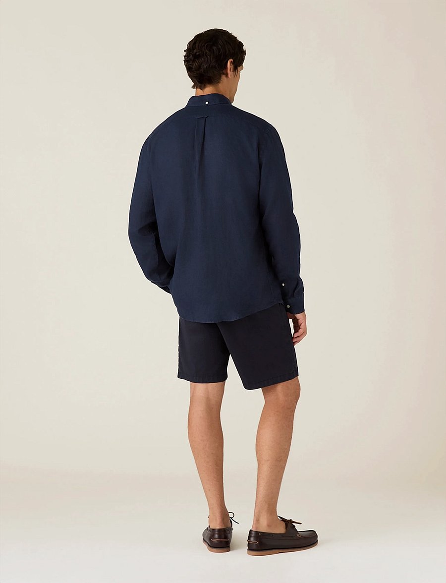 Lexington Clothing - Casual Linen B.D Shirt - basic skjorter - dark blue - 2