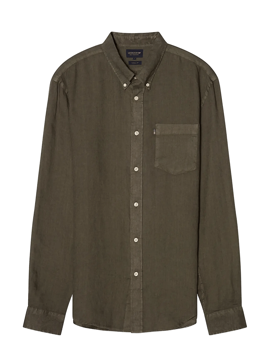 Lexington Clothing - Casual Linen B.D Shirt - basic skjortor - dark green - 1