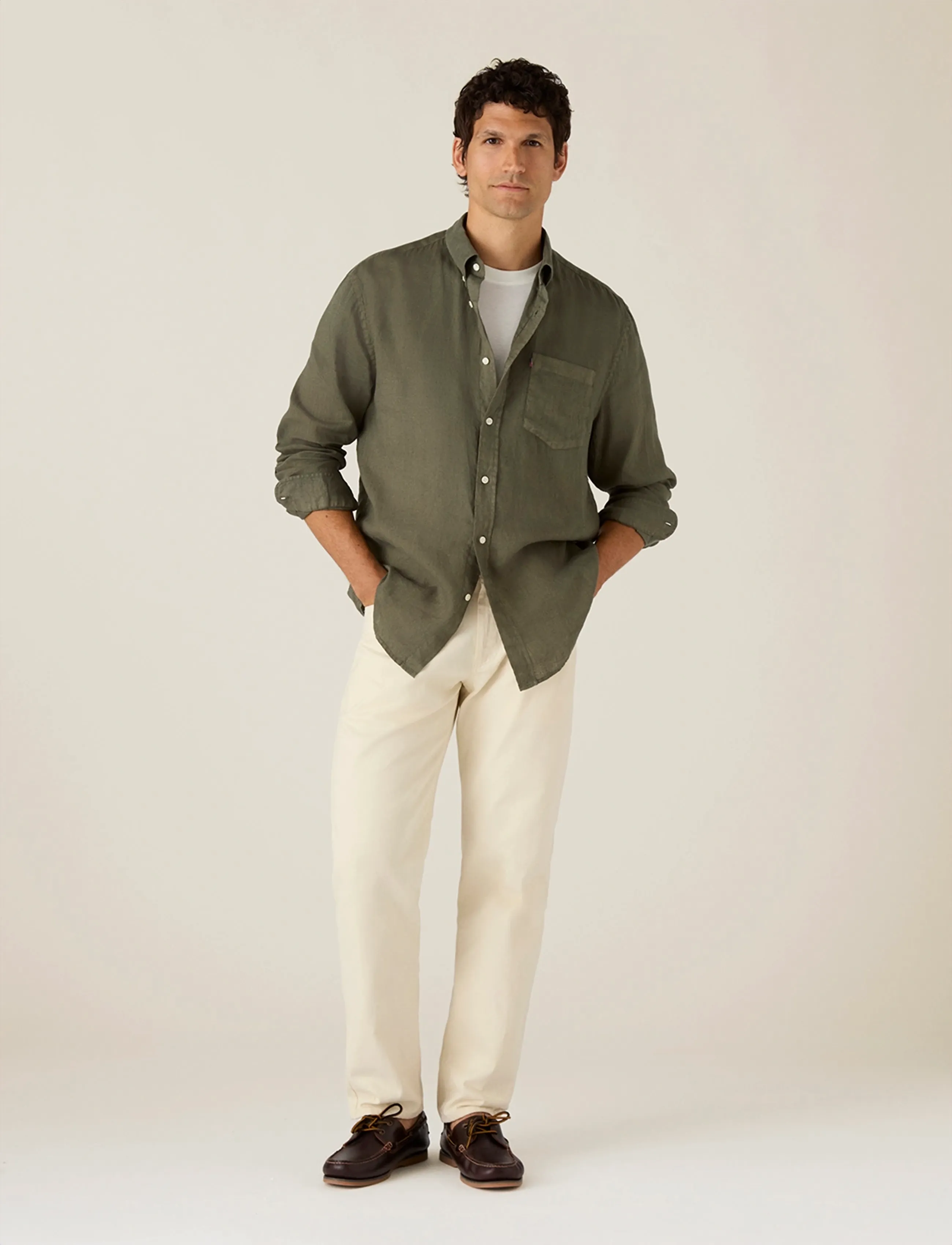Lexington Clothing Casual Linen B.D Shirt - Tøj - DARK GREEN / green