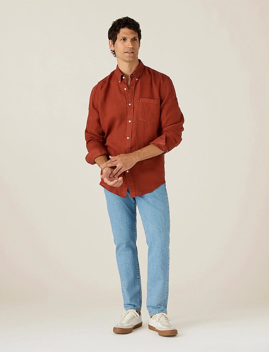 Lexington Clothing - Casual Linen B.D Shirt - chemises basiques - rust - 0