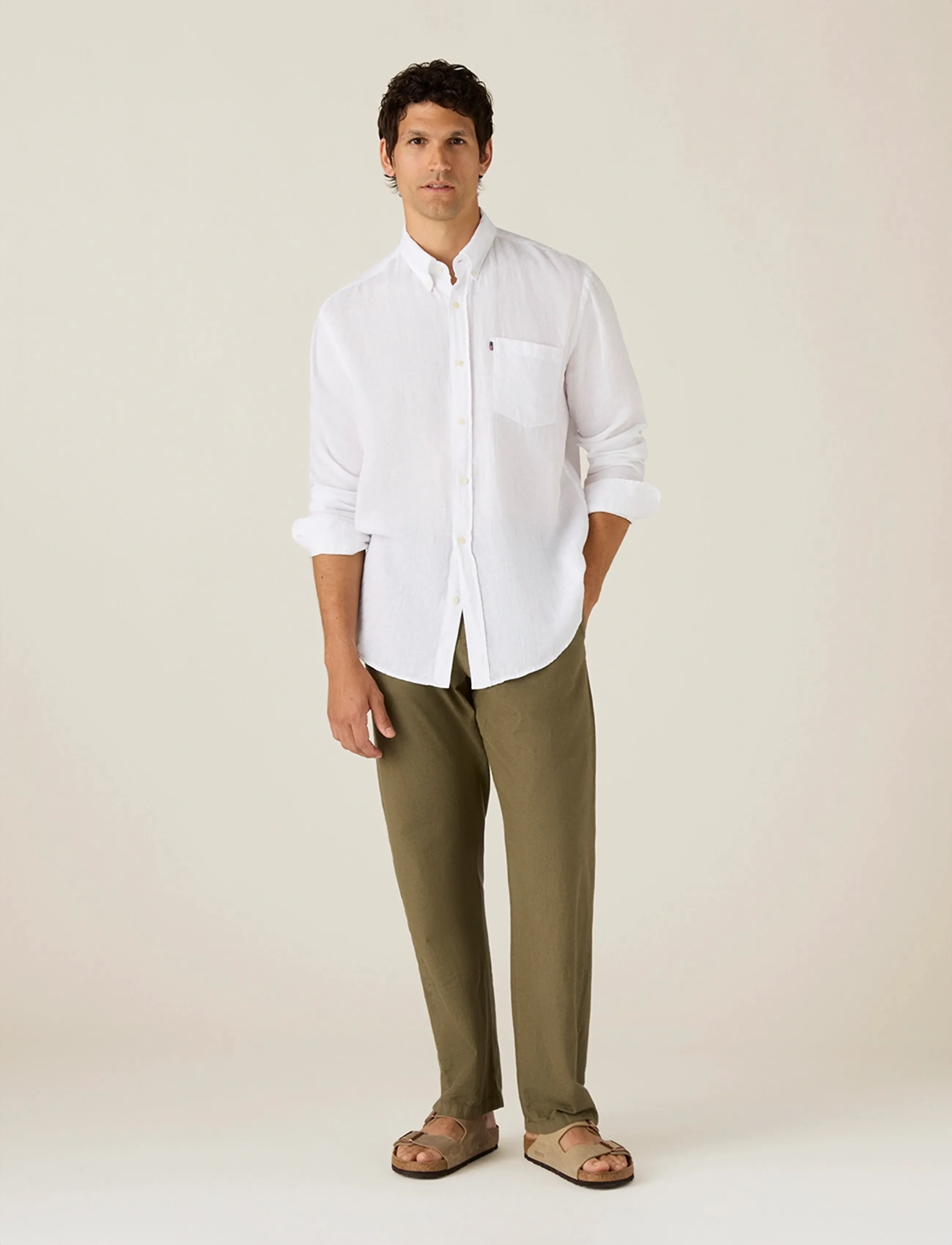 Lexington Clothing Casual Linen B.D Shirt - Casual skjorter - WHITE / white