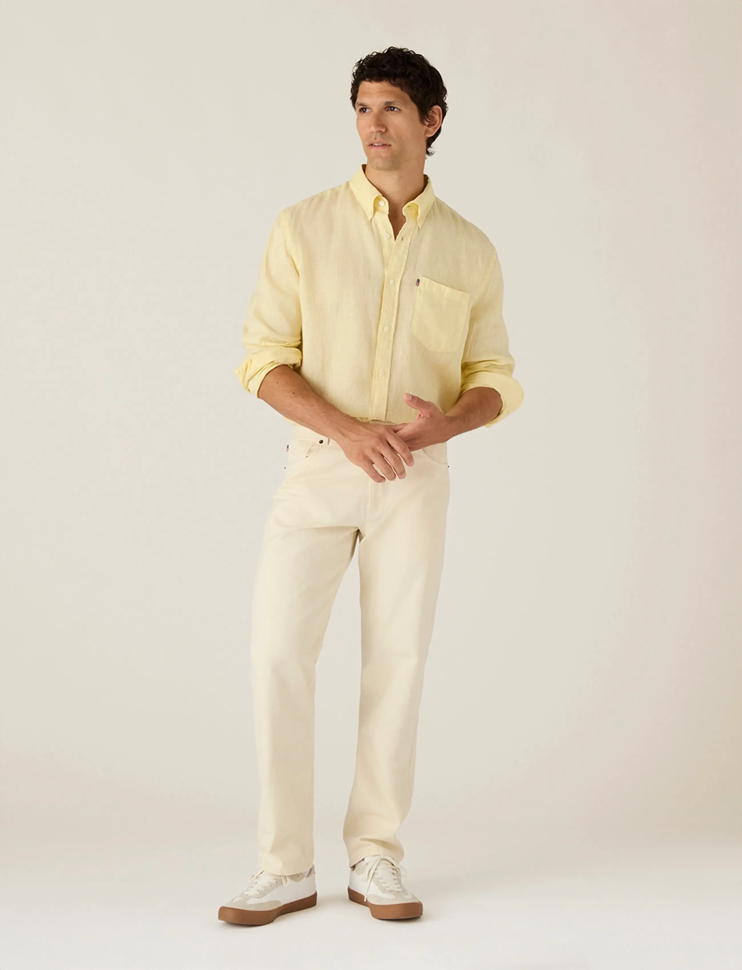 Lexington Clothing Casual Linen B.d Shirt, M, Yellow, Skjorter > Afslappet Shirts, Herre