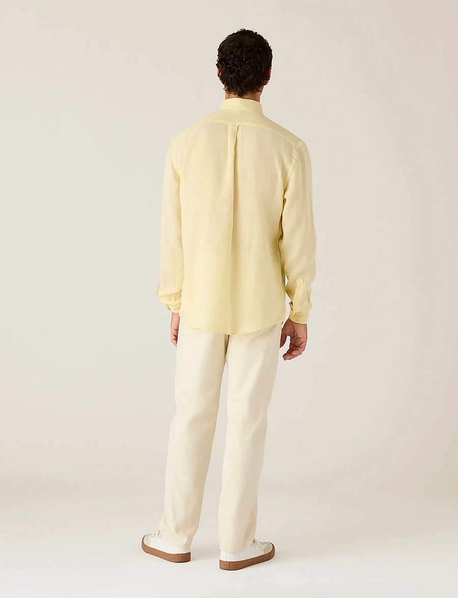 Lexington Clothing - Casual Linen B.D Shirt - basic skjorter - yellow - 2