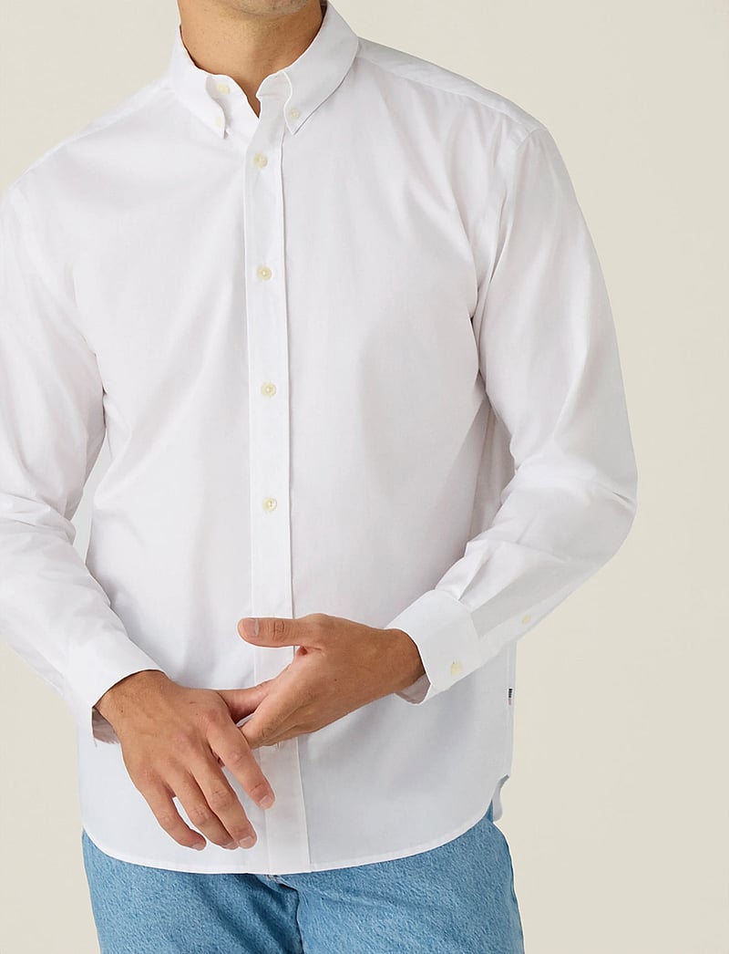 Lexington Clothing - Loose Crisp Poplin B.D Shirt - tavalised t-särgid - white - 2