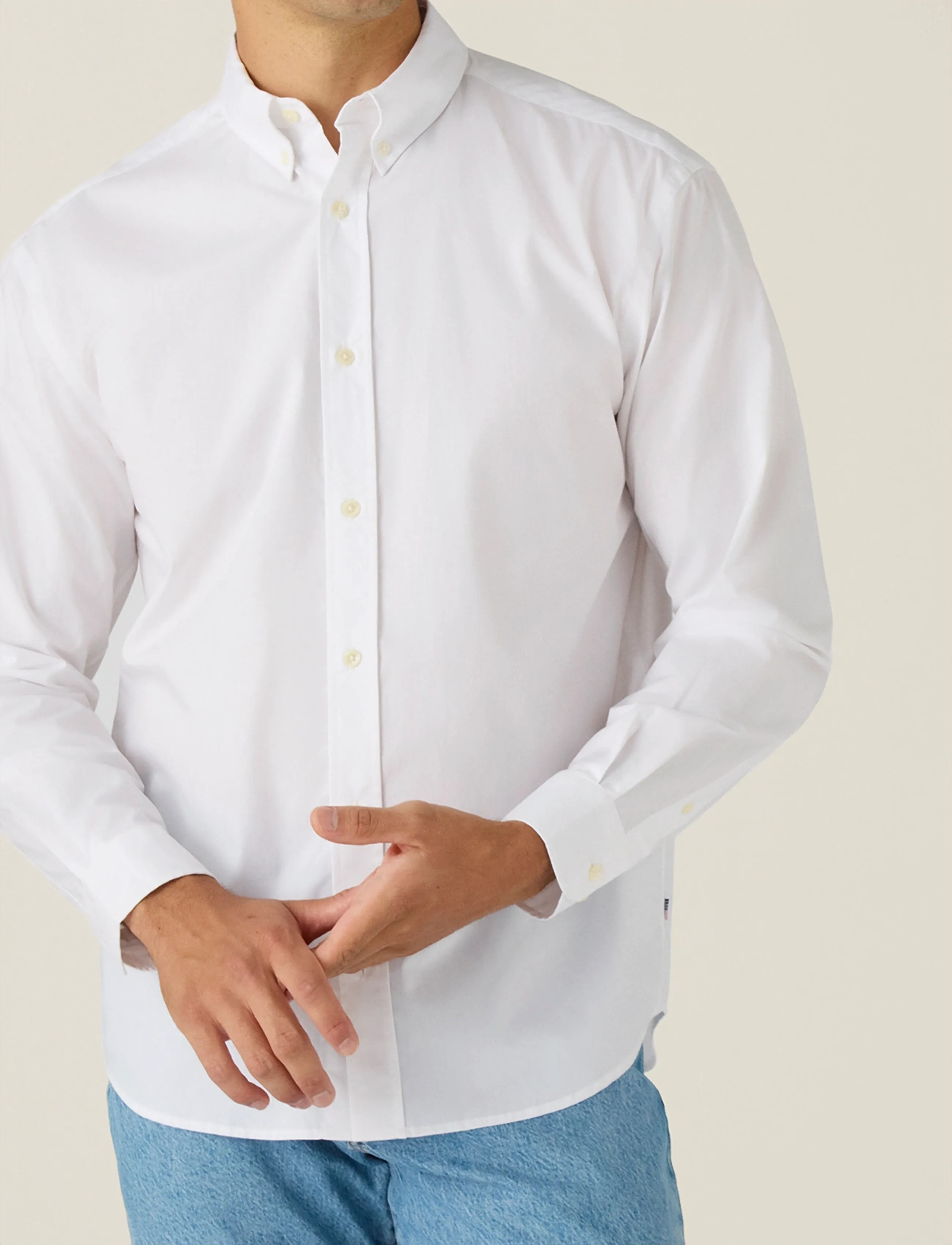 Lexington Clothing - Loose Crisp Poplin B.D Shirt - basic shirts - white - 2
