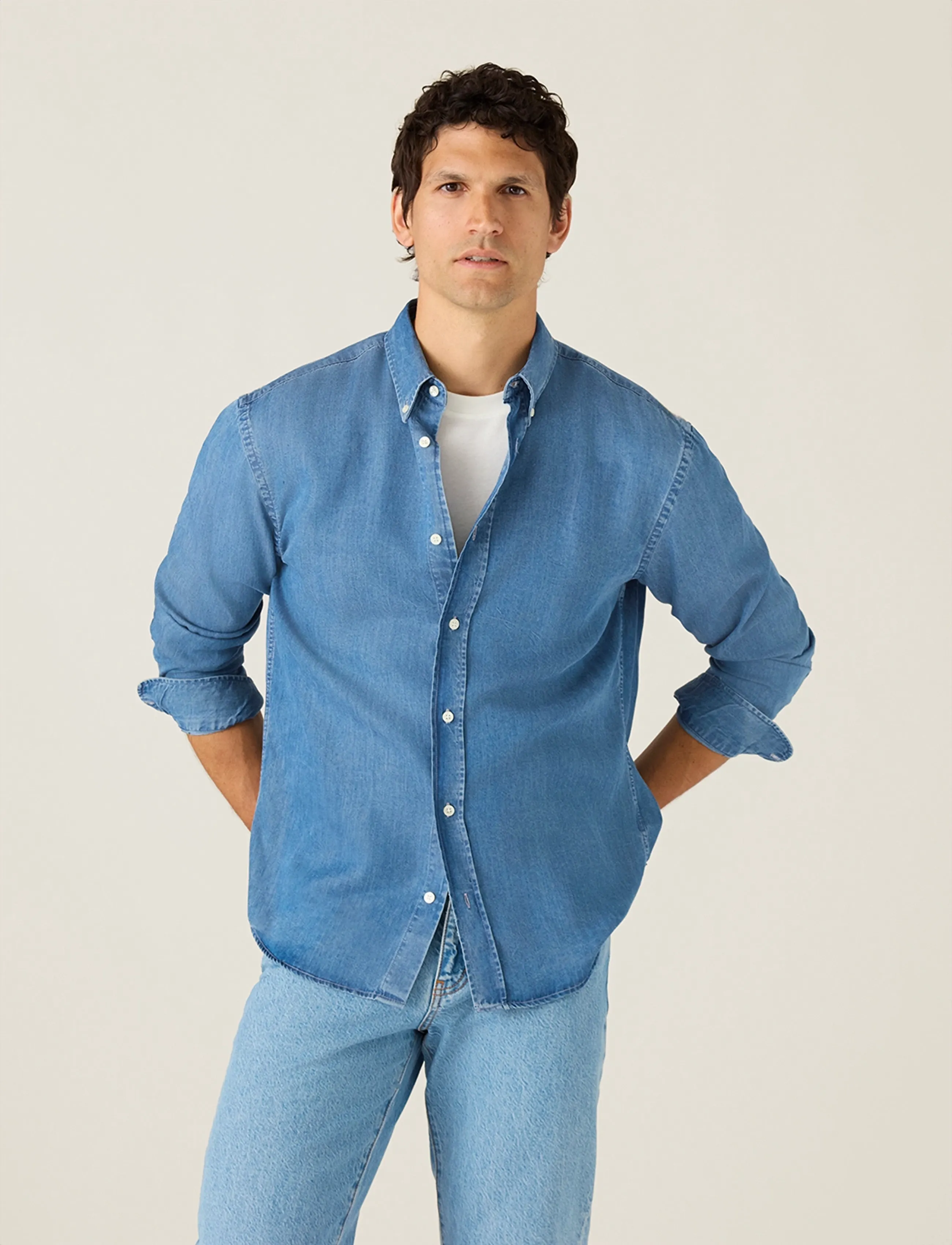 Lexington Clothing - Loose Indigo B.D Shirt - basic shirts - medium blue - 3