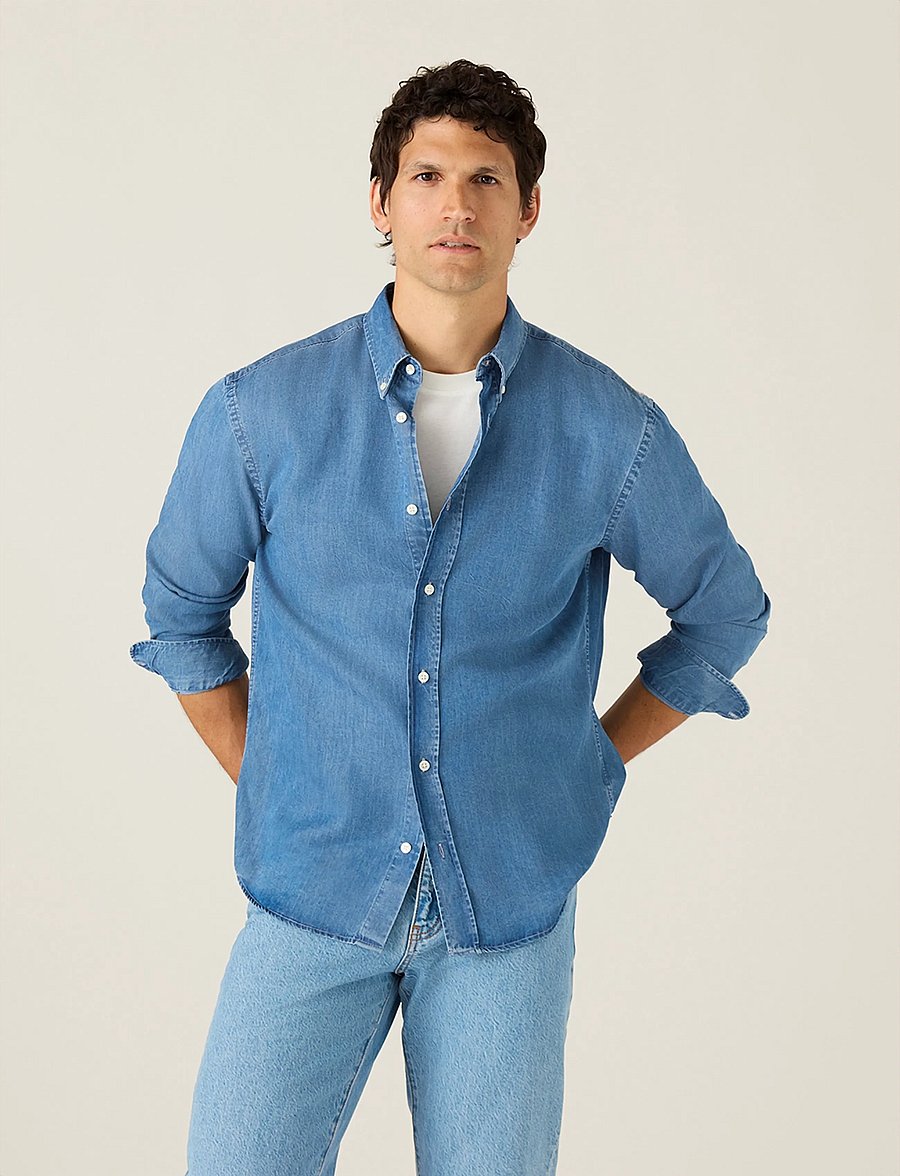 Lexington Clothing - Loose Indigo B.D Shirt - basic-hemden - medium blue - 3