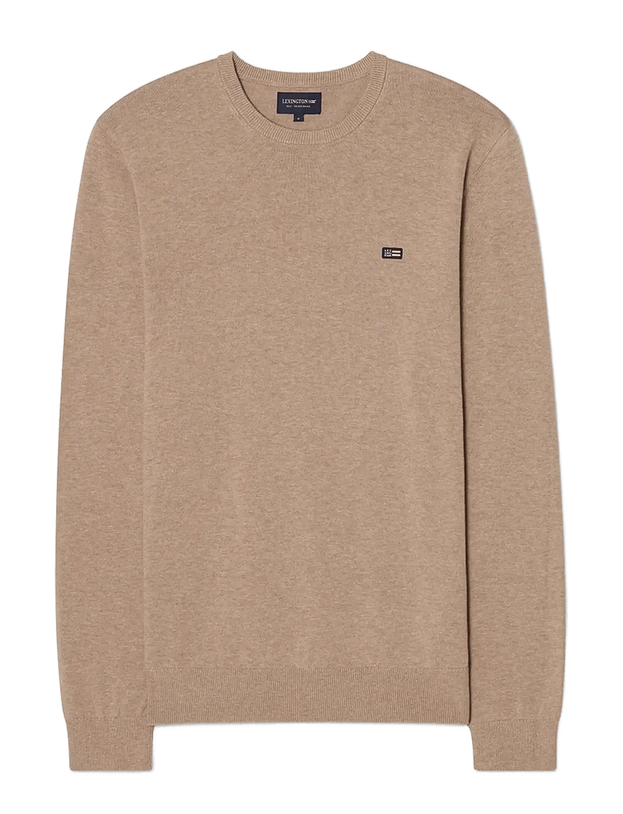 Lexington Clothing - Cotton Crew Knitted Sweater - rund hals - beige melange - 1