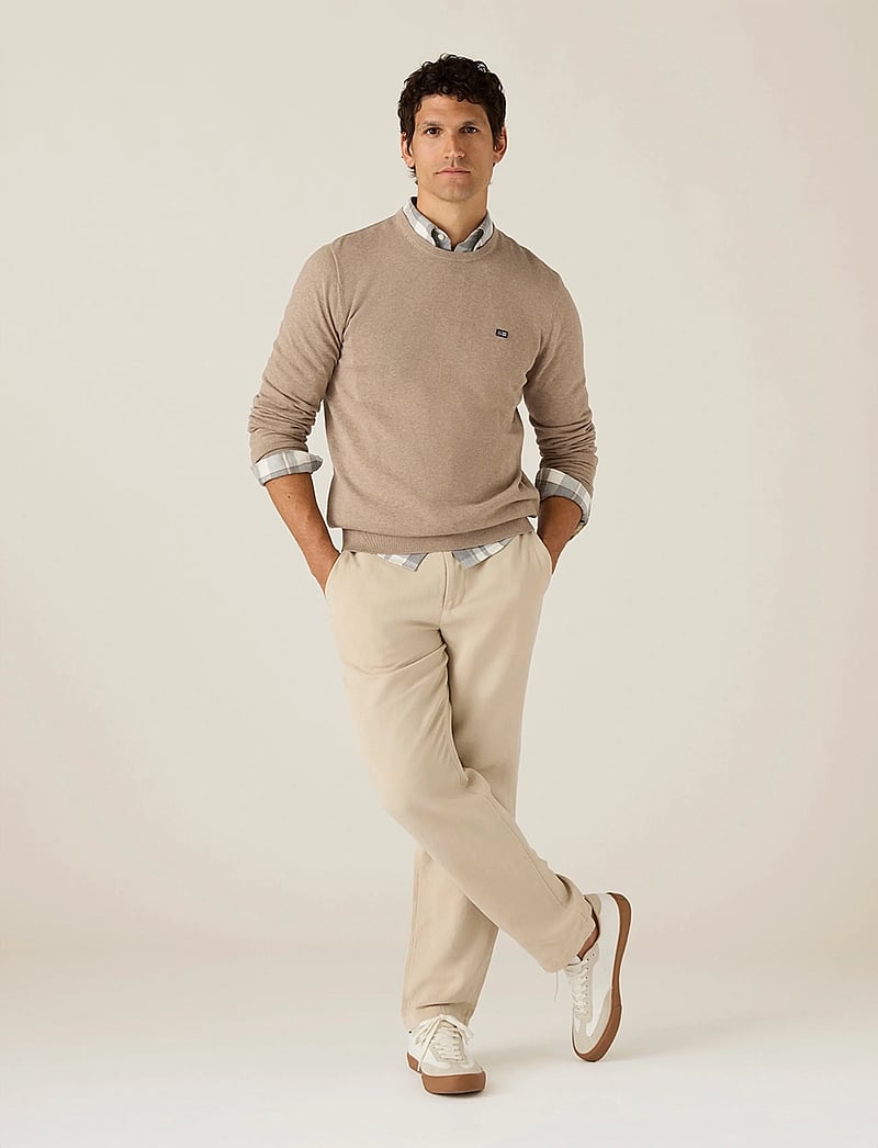 Lexington Clothing - Cotton Crew Knitted Sweater - rundhalsad - beige melange - 0