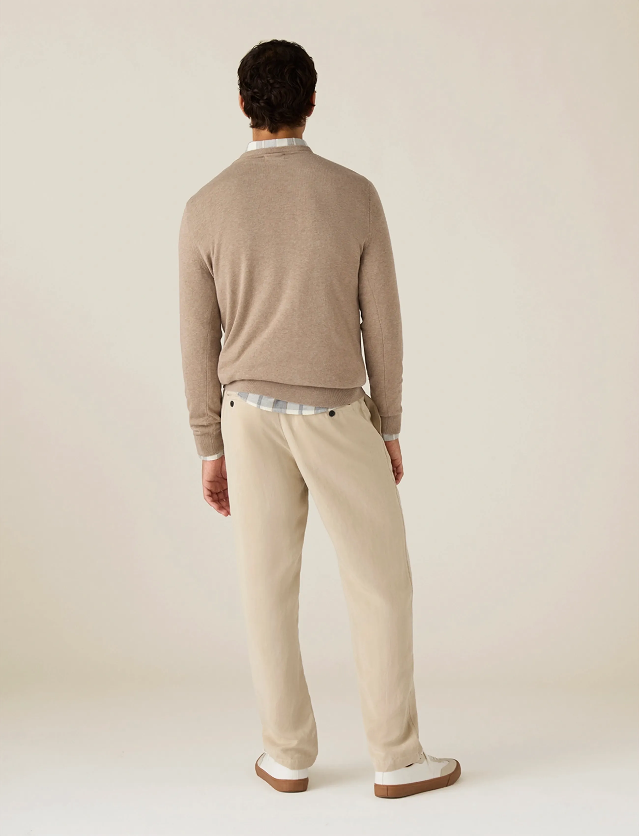 Lexington Clothing - Cotton Crew Knitted Sweater - rund hals - beige melange - 2