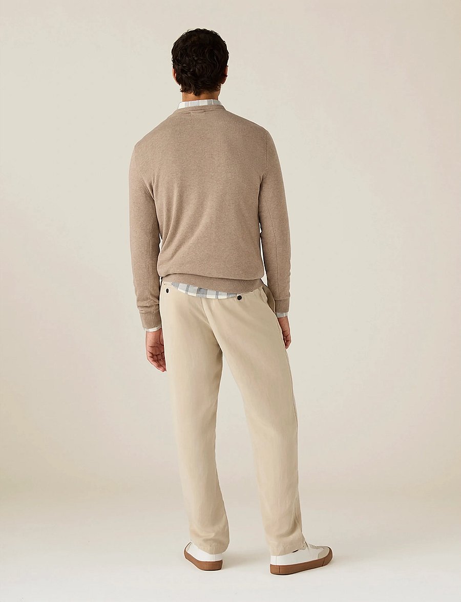 Lexington Clothing - Cotton Crew Knitted Sweater - rund hals - beige melange - 2