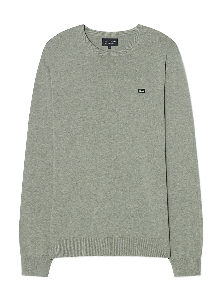 Lexington Clothing - Cotton Crew Knitted Sweater - rund hals - light green melange - 1