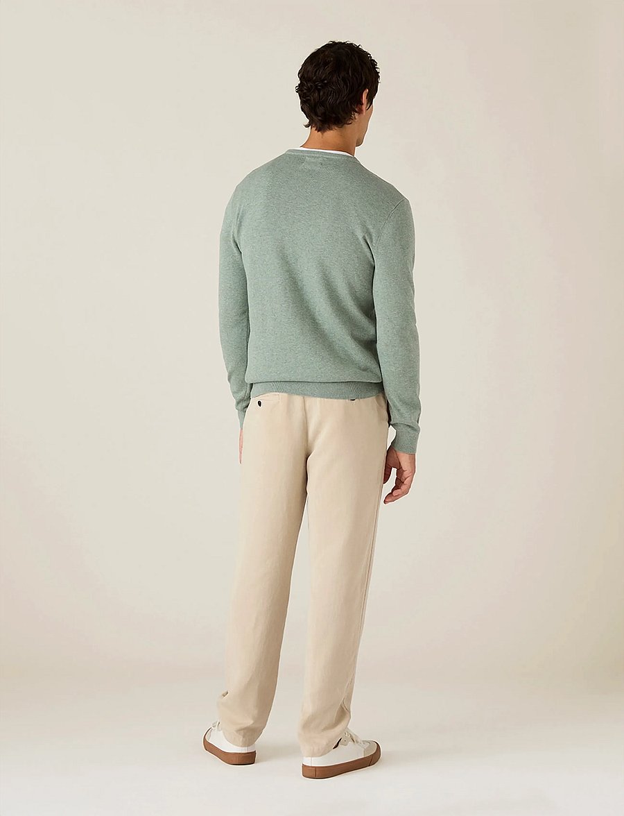 Lexington Clothing - Cotton Crew Knitted Sweater - rund hals - light green melange - 2