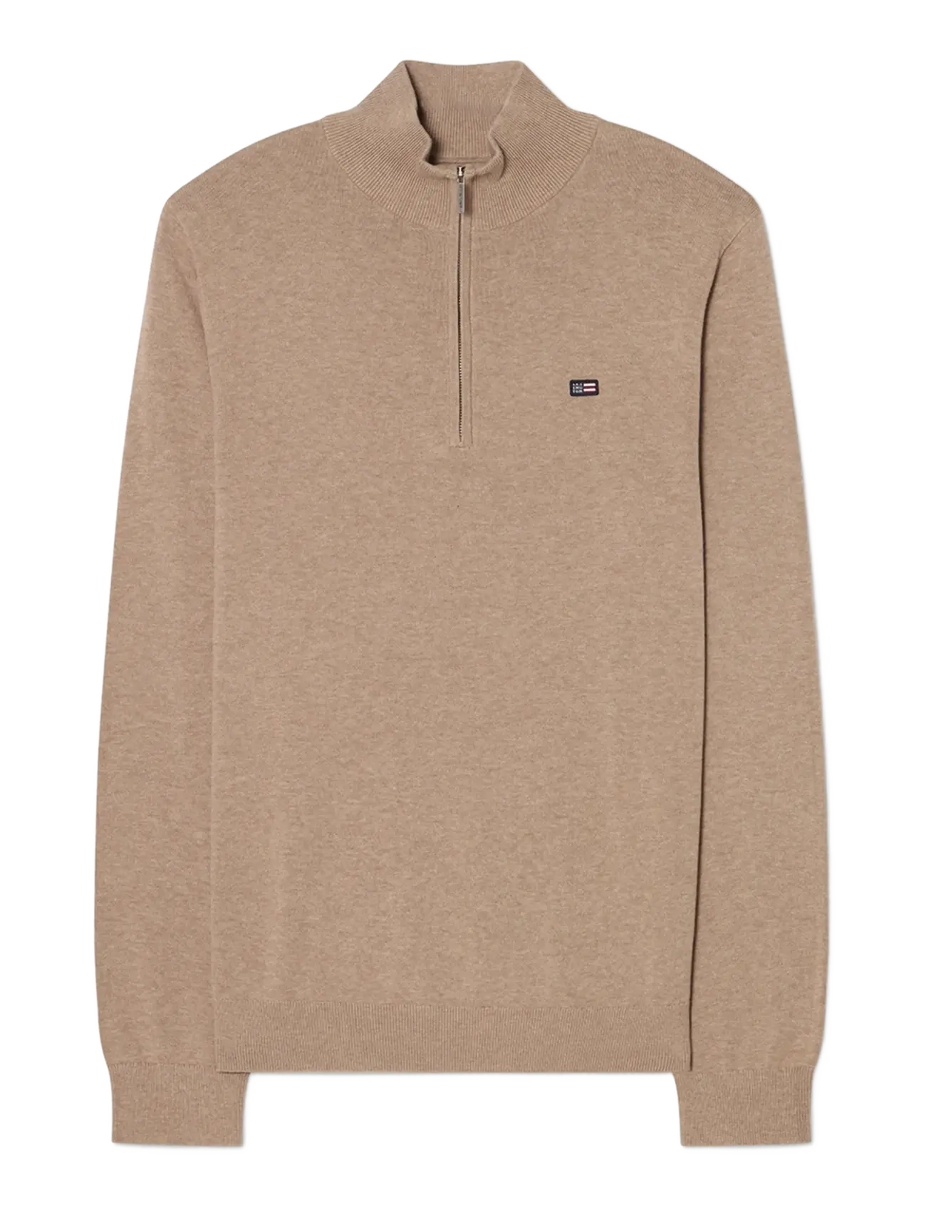 Lexington Clothing Cotton Half-Zip Knitted Sweater - Half zip-tröjor - BEIGE MELANGE / beige