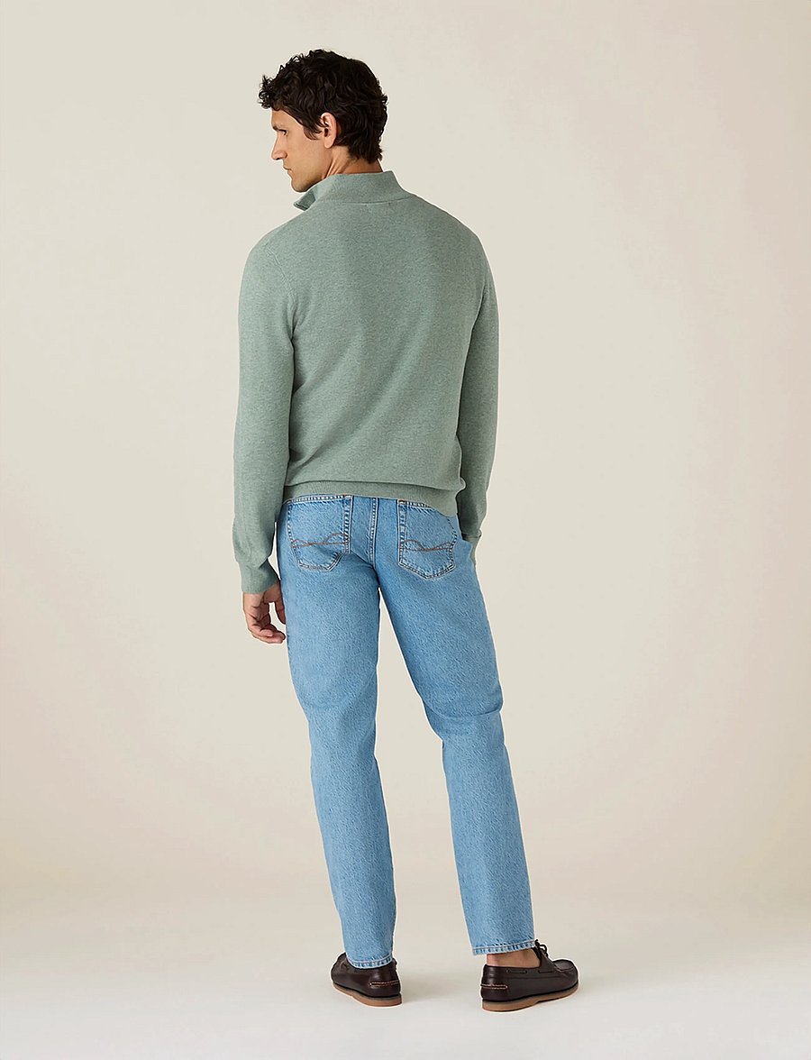 Lexington Clothing - Cotton Half-Zip Knitted Sweater - half zip-trøjer - light green melange - 2