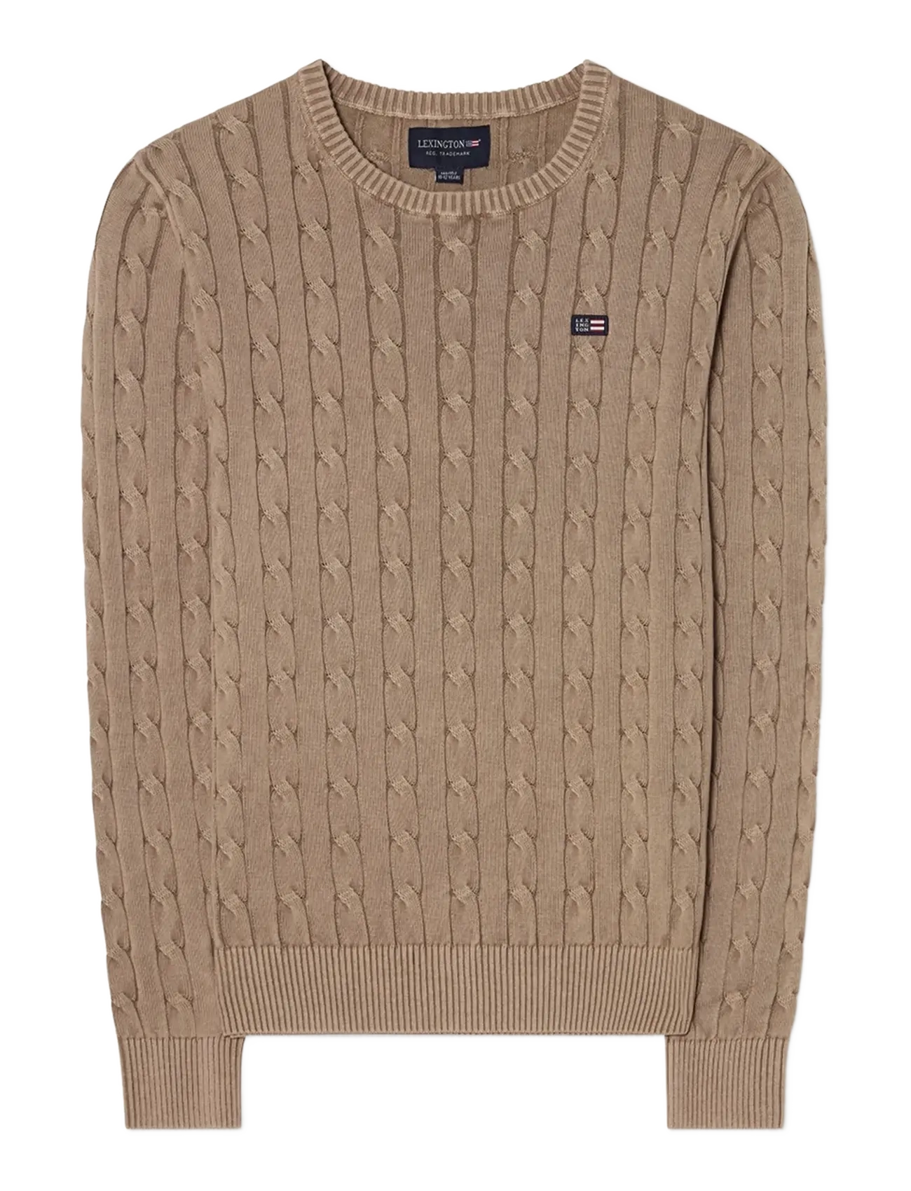 Lexington Clothing Cotton Faded Cable Knitted Sweater - Rundhals - LIGHT BROWN / beige