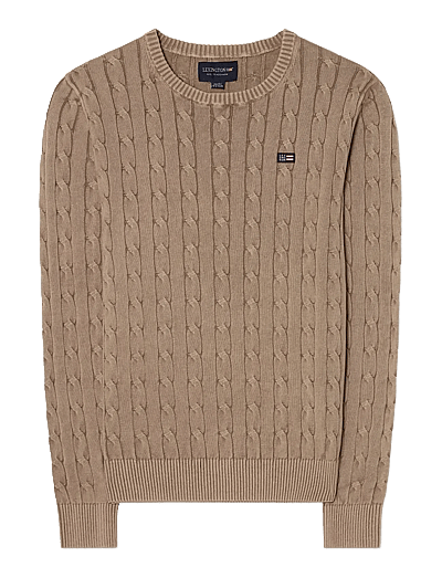 Cotton Faded Cable Knitted Sweater - Rund Hals