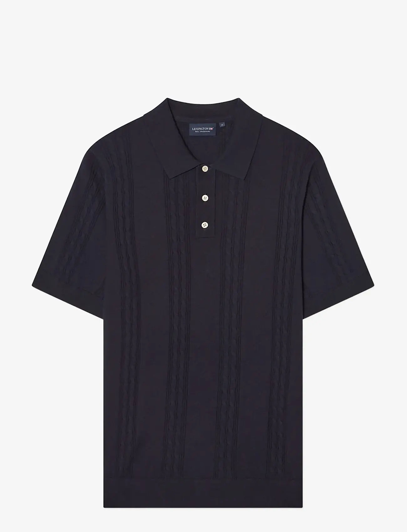 Lexington Clothing - Short Sleeve Cable Knitted Polo Sweater - lühikeste varrukatega polod - dark blue - 1