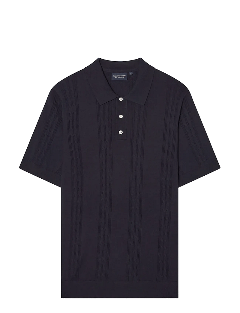Lexington Clothing - Short Sleeve Cable Knitted Polo Sweater - lühikeste varrukatega polod - dark blue - 1