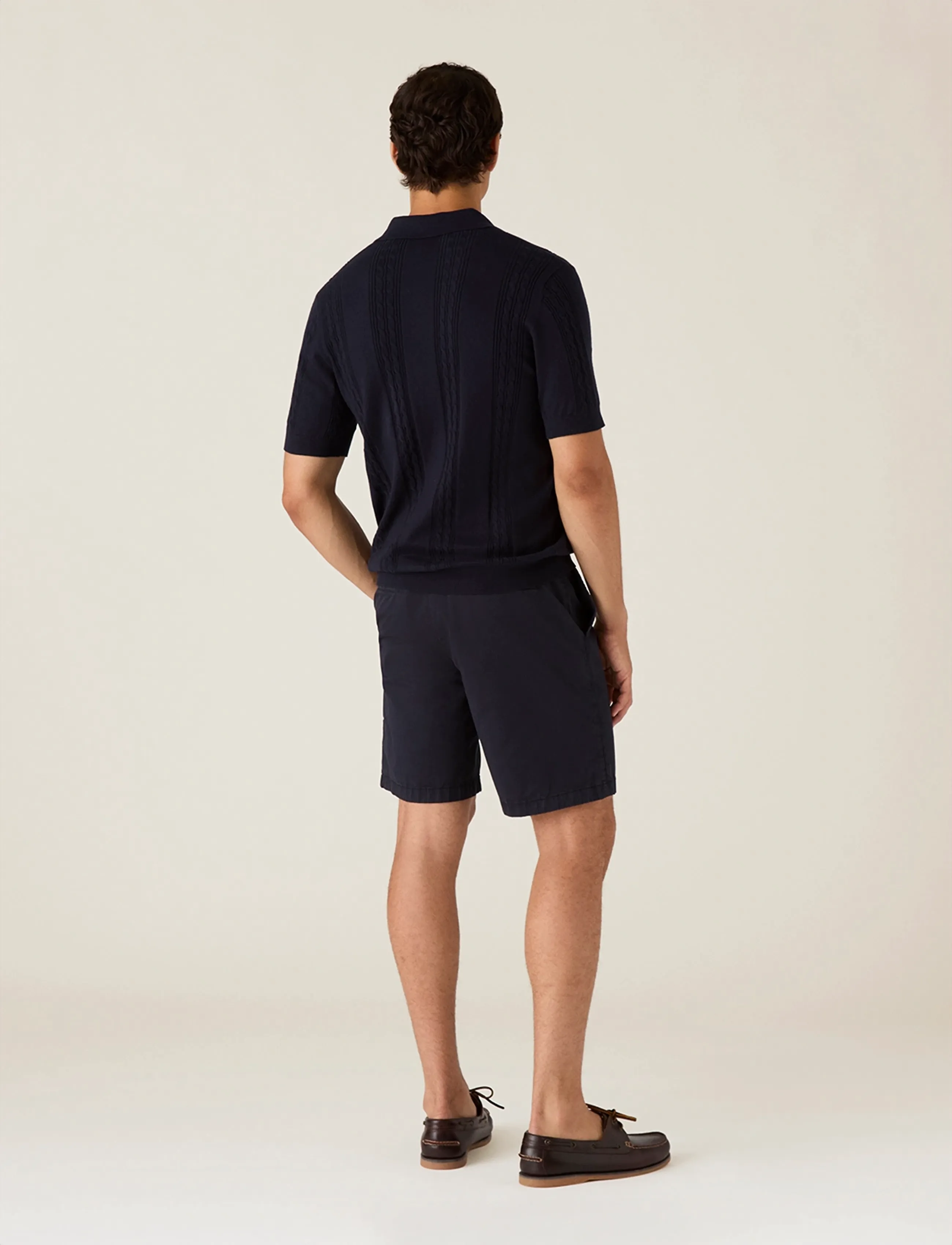 Lexington Clothing - Short Sleeve Cable Knitted Polo Sweater - kortærmede poloer - dark blue - 2