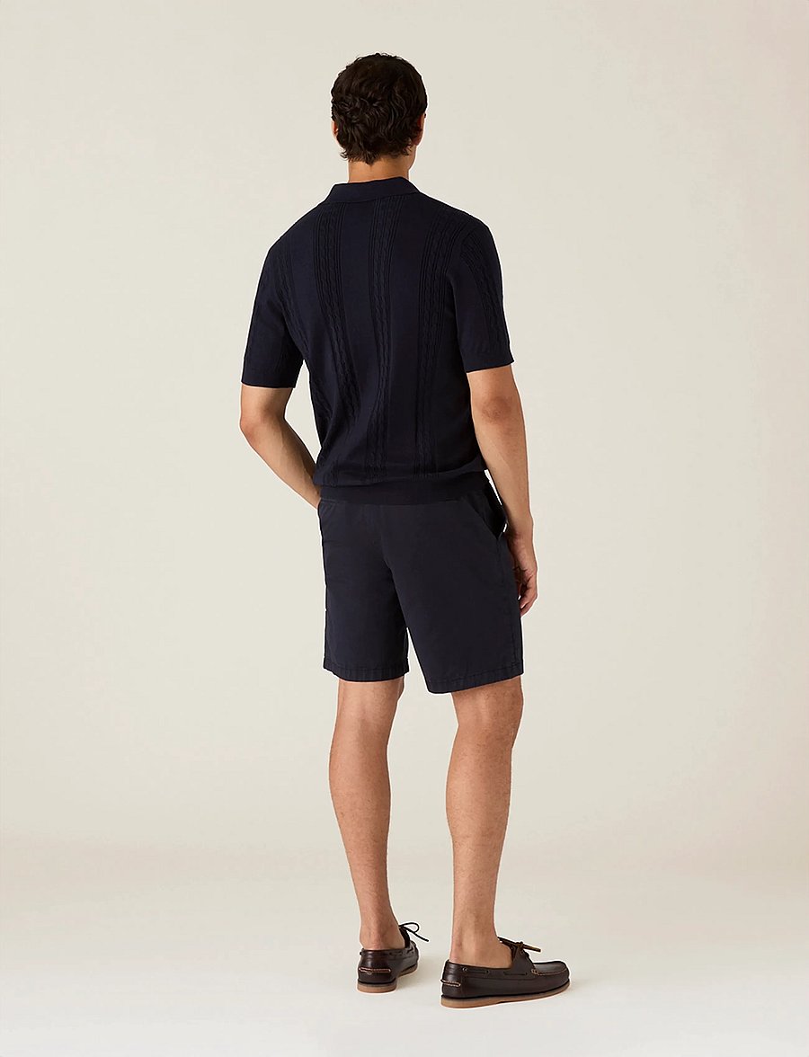 Lexington Clothing - Short Sleeve Cable Knitted Polo Sweater - kortærmede poloer - dark blue - 2