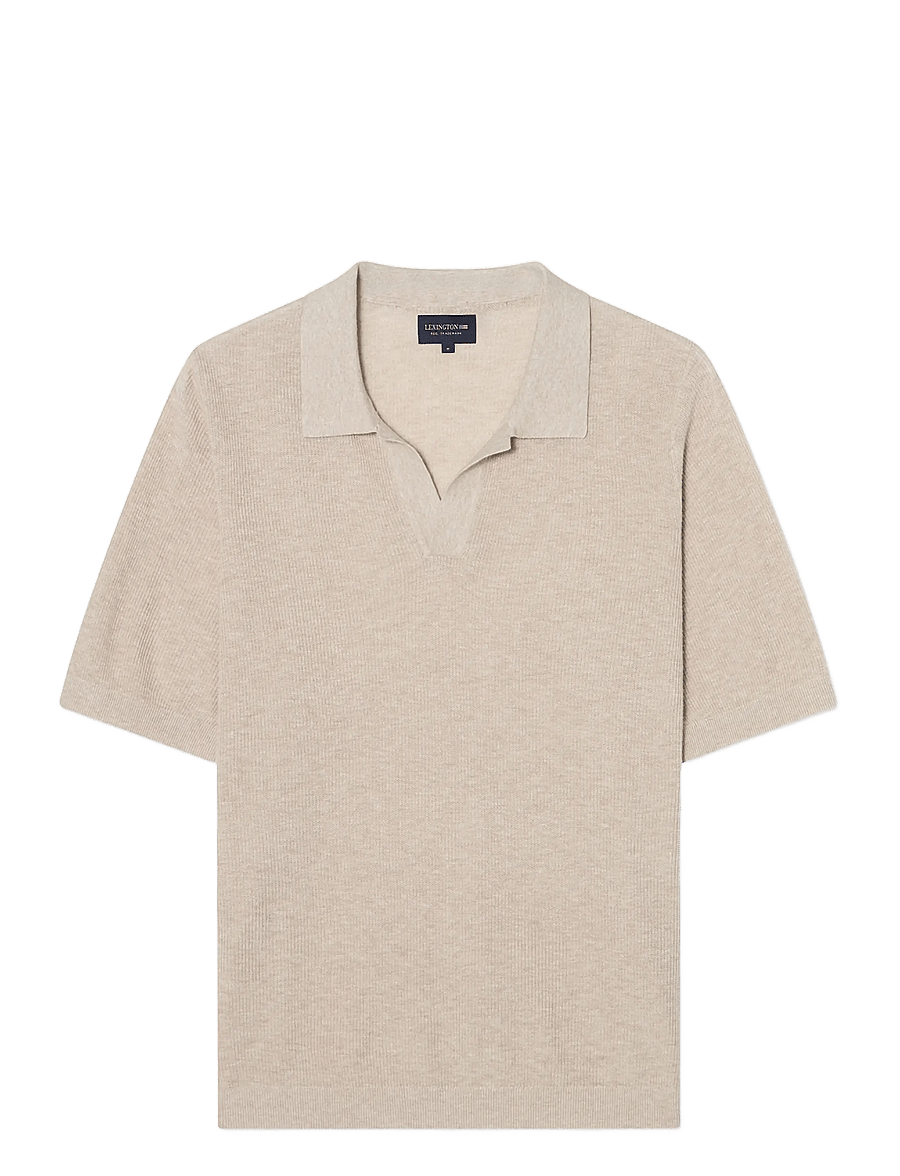Lexington Clothing - Casual Fit Short Sleeve Polo Sweater - light beige melange - 0