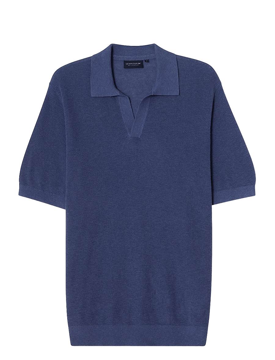 Lexington Clothing - Casual Fit Short Sleeve Polo Sweater - stickade pikéer - medium blue melange - 0
