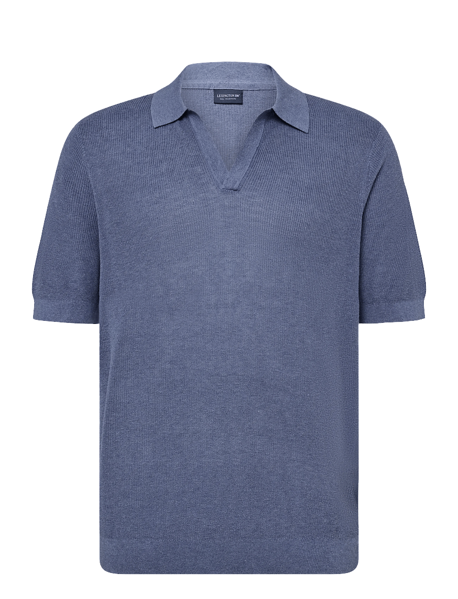 Lexington Clothing - Casual Fit Short Sleeve Polo Sweater - kootud polosärgid - medium blue melange - 0