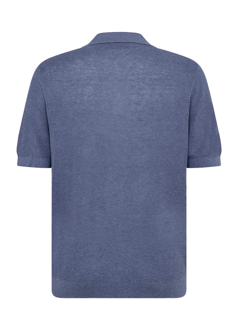 Lexington Clothing - Casual Fit Short Sleeve Polo Sweater - kootud polosärgid - medium blue melange - 1