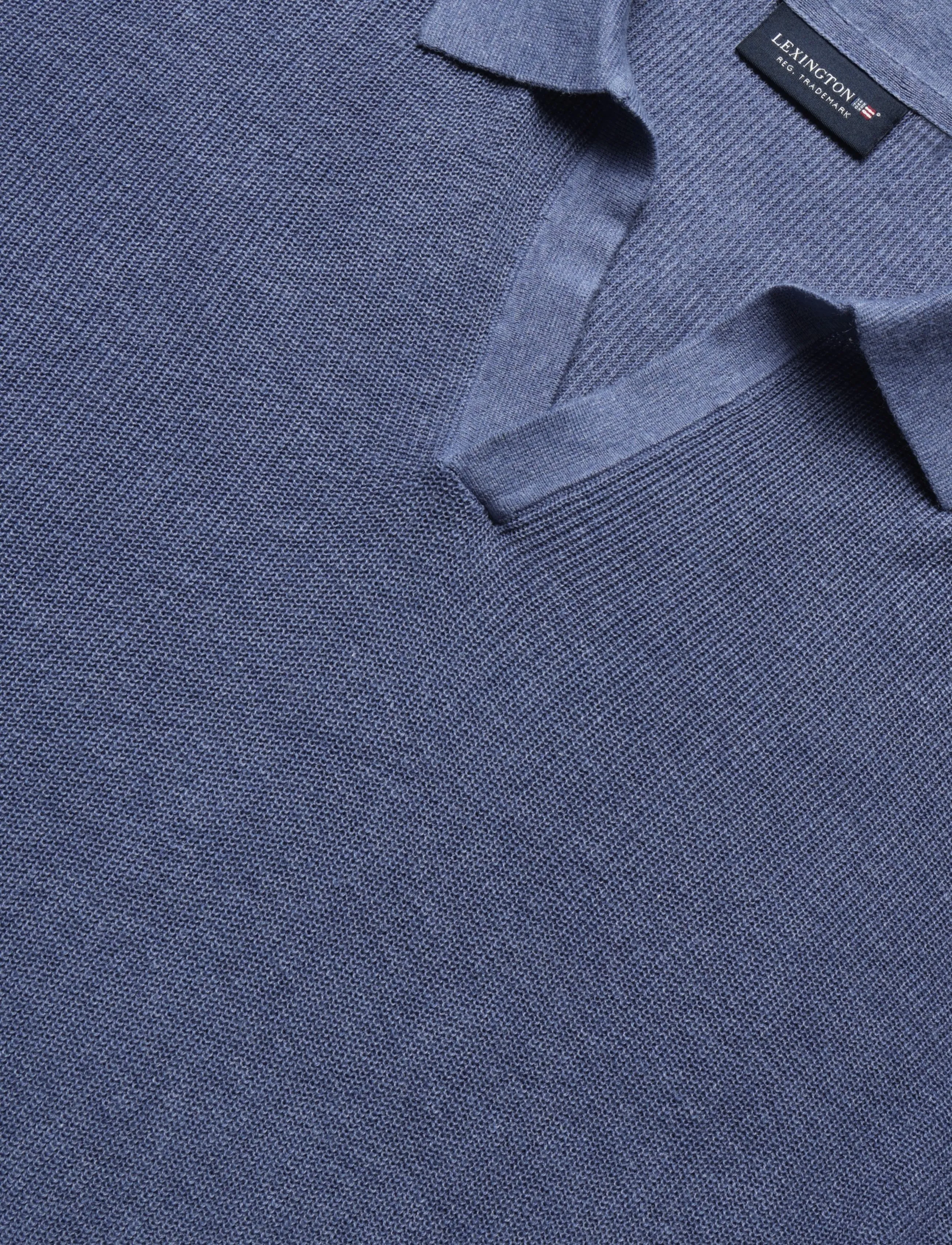 Lexington Clothing - Casual Fit Short Sleeve Polo Sweater - kootud polosärgid - medium blue melange - 2
