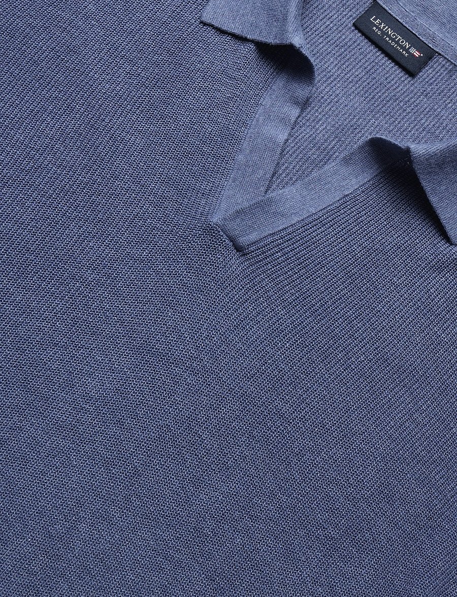 Lexington Clothing - Casual Fit Short Sleeve Polo Sweater - kootud polosärgid - medium blue melange - 2