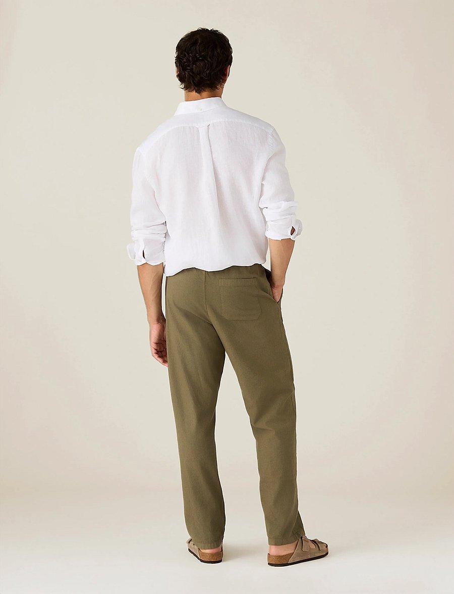 Lexington Clothing - Casual Linen Blend Pants - casual - dark green - 2