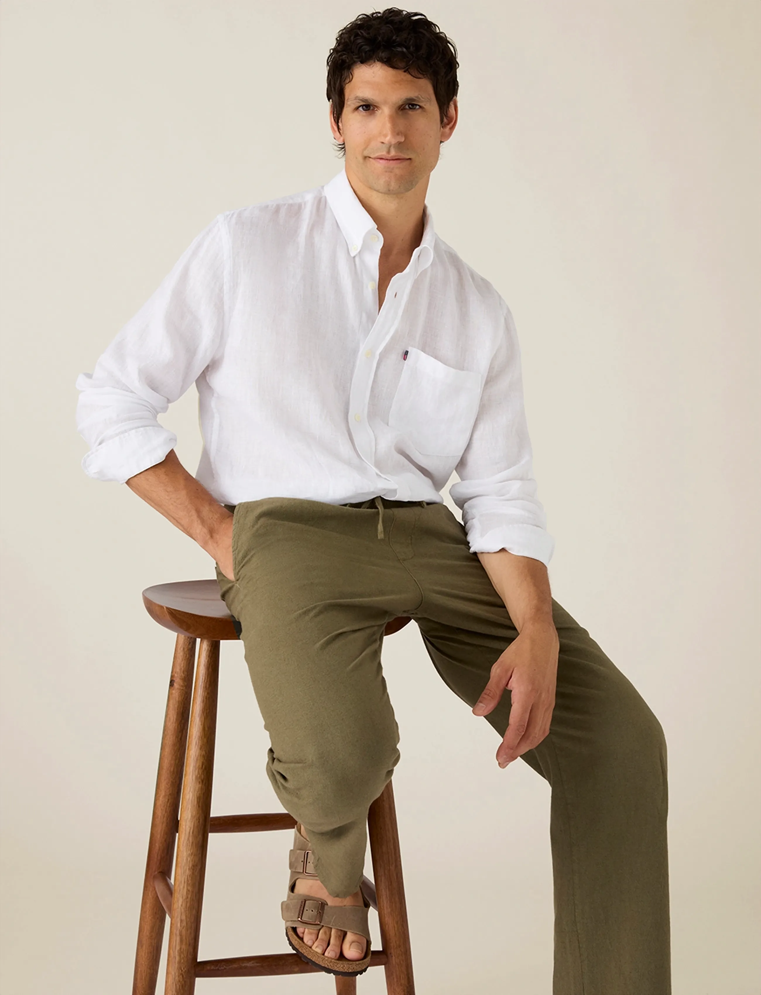 Lexington Clothing - Casual Linen Blend Pants - casual - dark green - 3