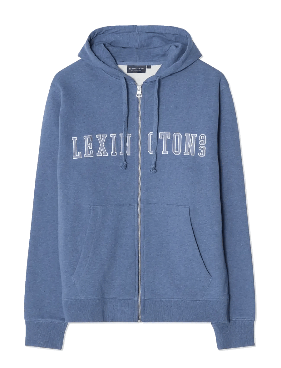 Lexington Clothing - Organic Cotton Logo Zip-Up Hoodie - hættetrøjer - blue melange - 0