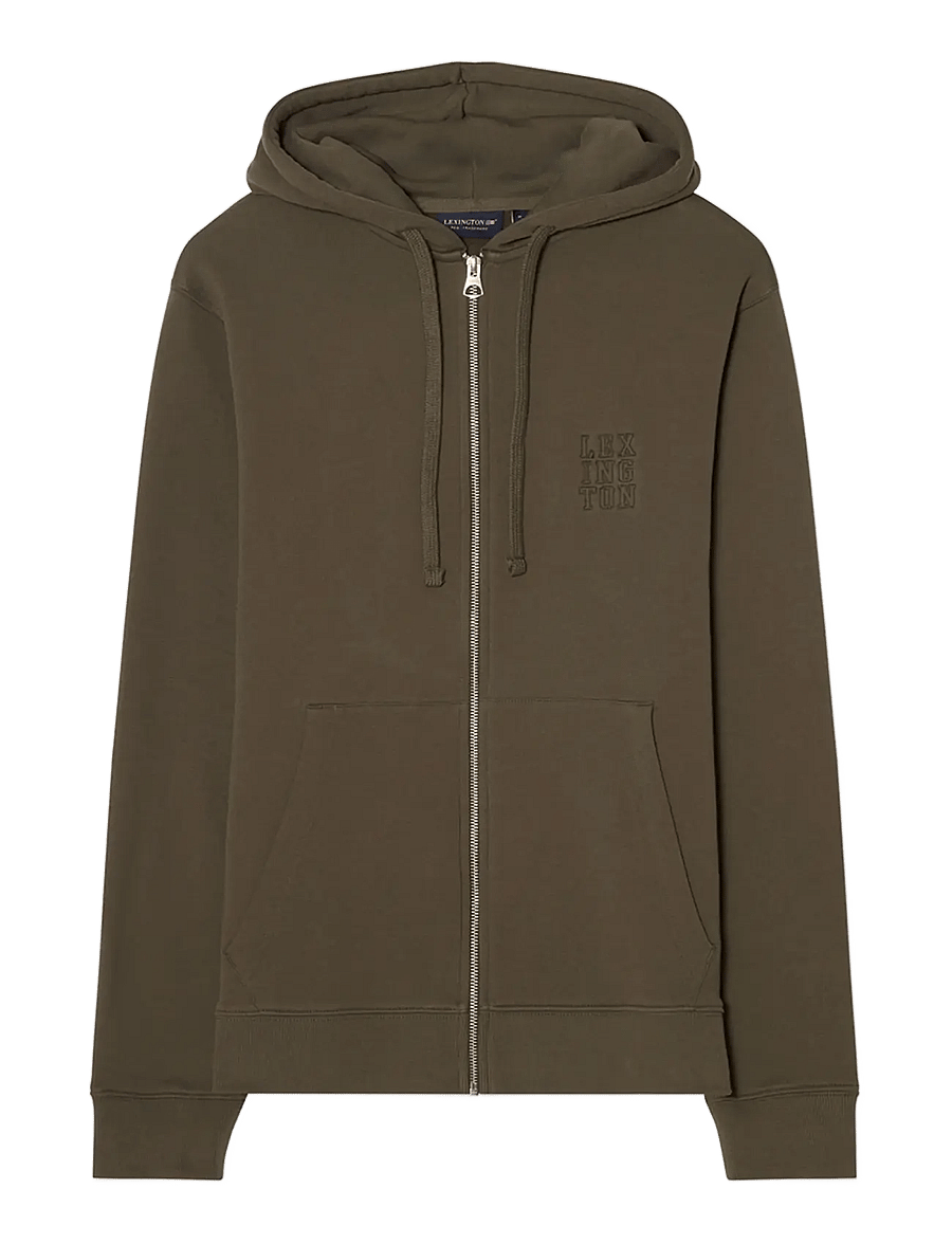 Lexington Clothing - Organic Cotton Logo Zip-Up Hoodie - hættetrøjer - dark green - 1