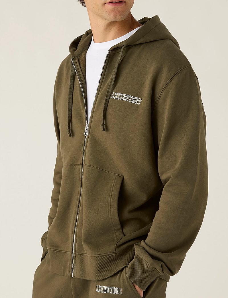 Lexington Clothing - Organic Cotton Logo Zip-Up Hoodie - hoodies - dark green - 3