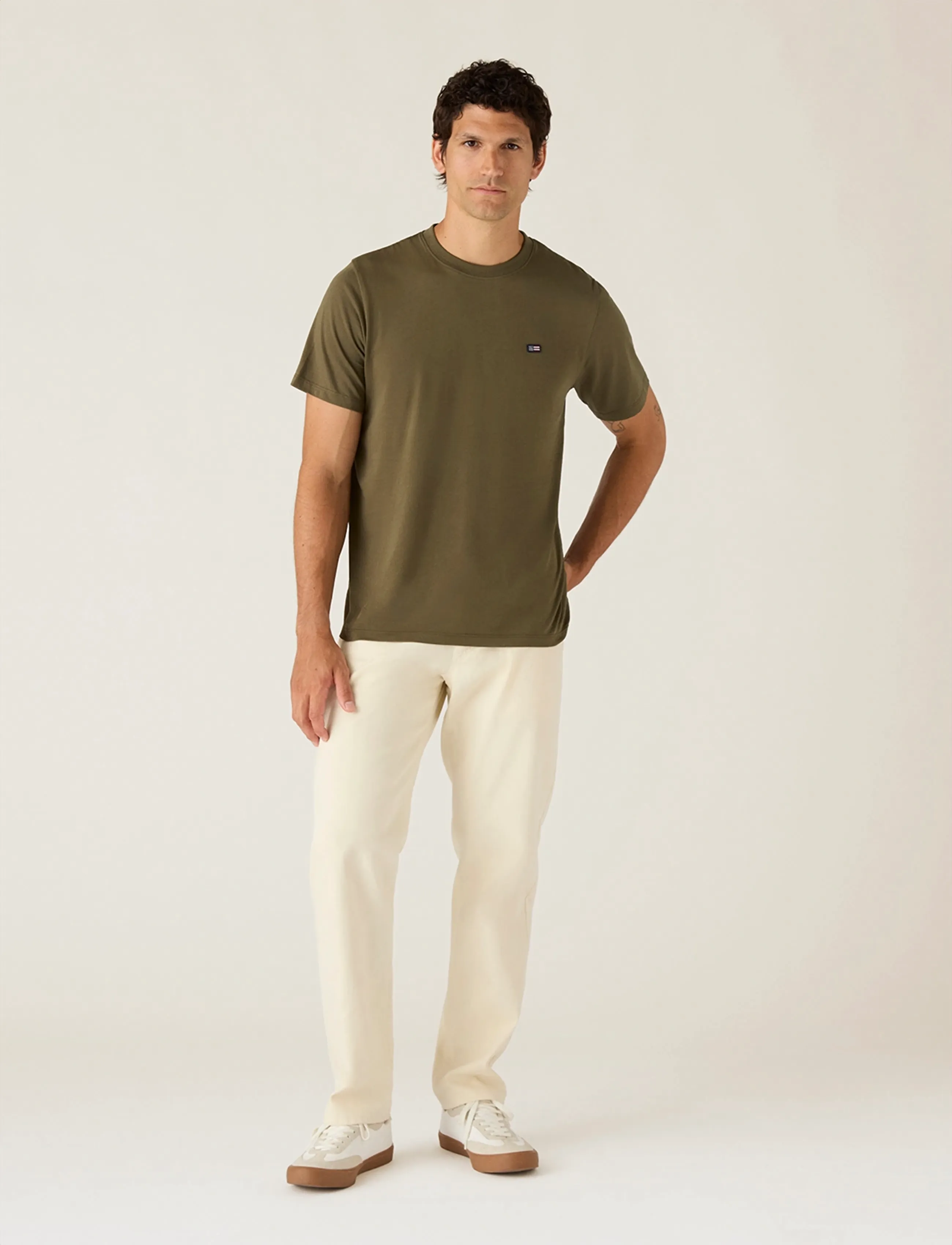 Lexington Clothing Classic Organic Cotton Logo Tee, M, T-shirts, Khakigrün - Short-sleeved, Männerswear