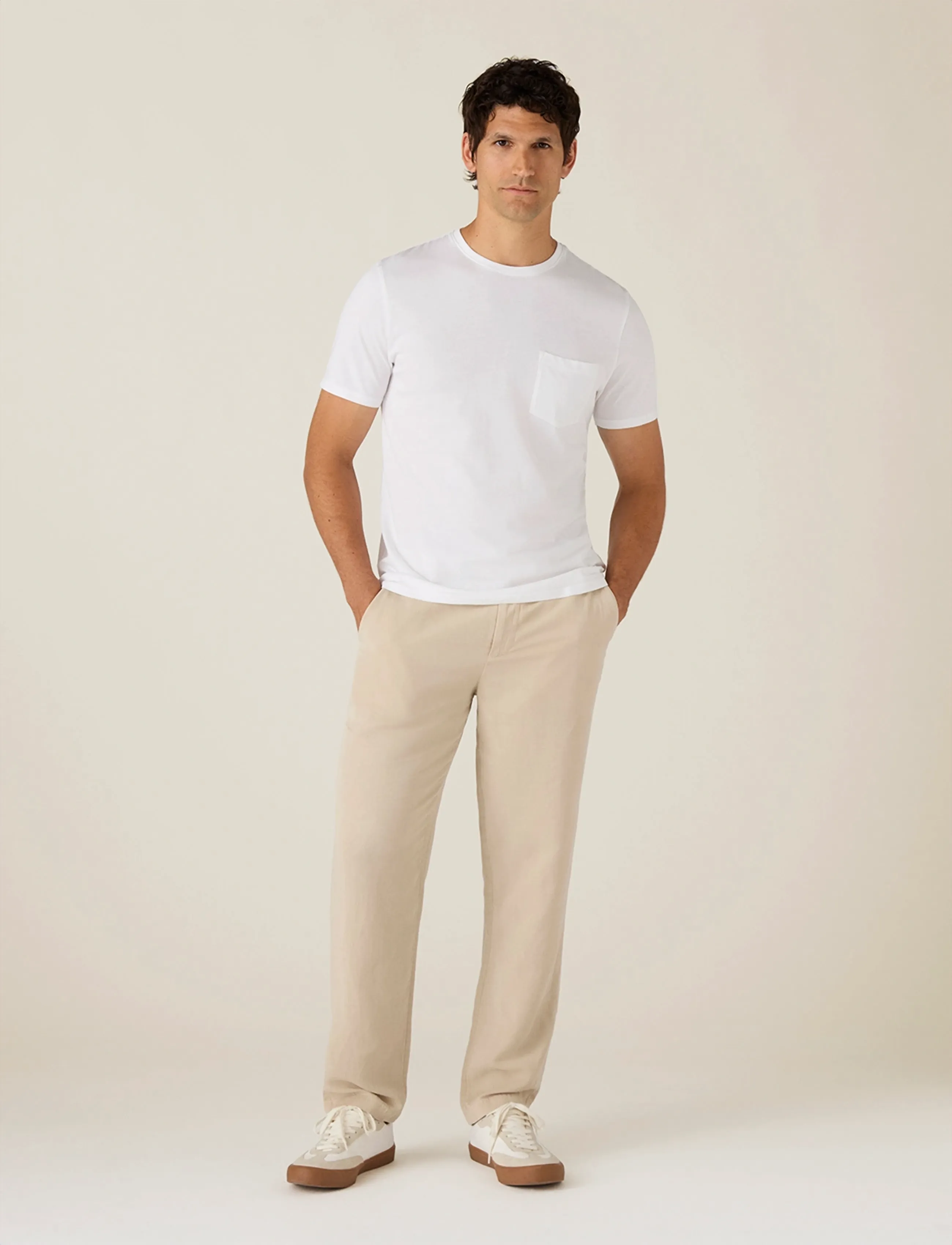 Lexington Clothing Midweight Faded Organic Cotton Tee, M, T-shirts, Weiß - Short-sleeved, Männerswear