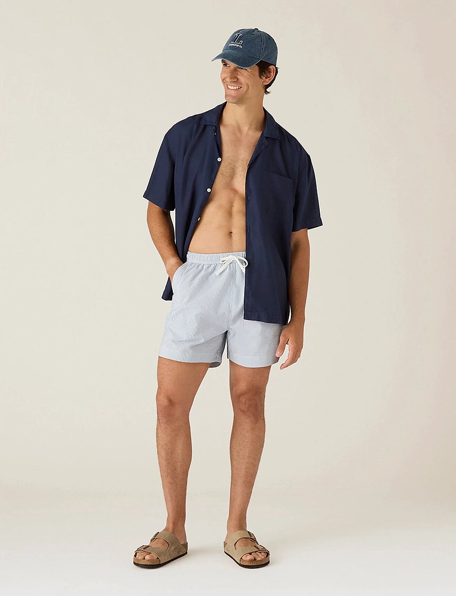 Lexington Clothing - Seersucker Swim Trunks - badehosen - blue/white stripe - 0