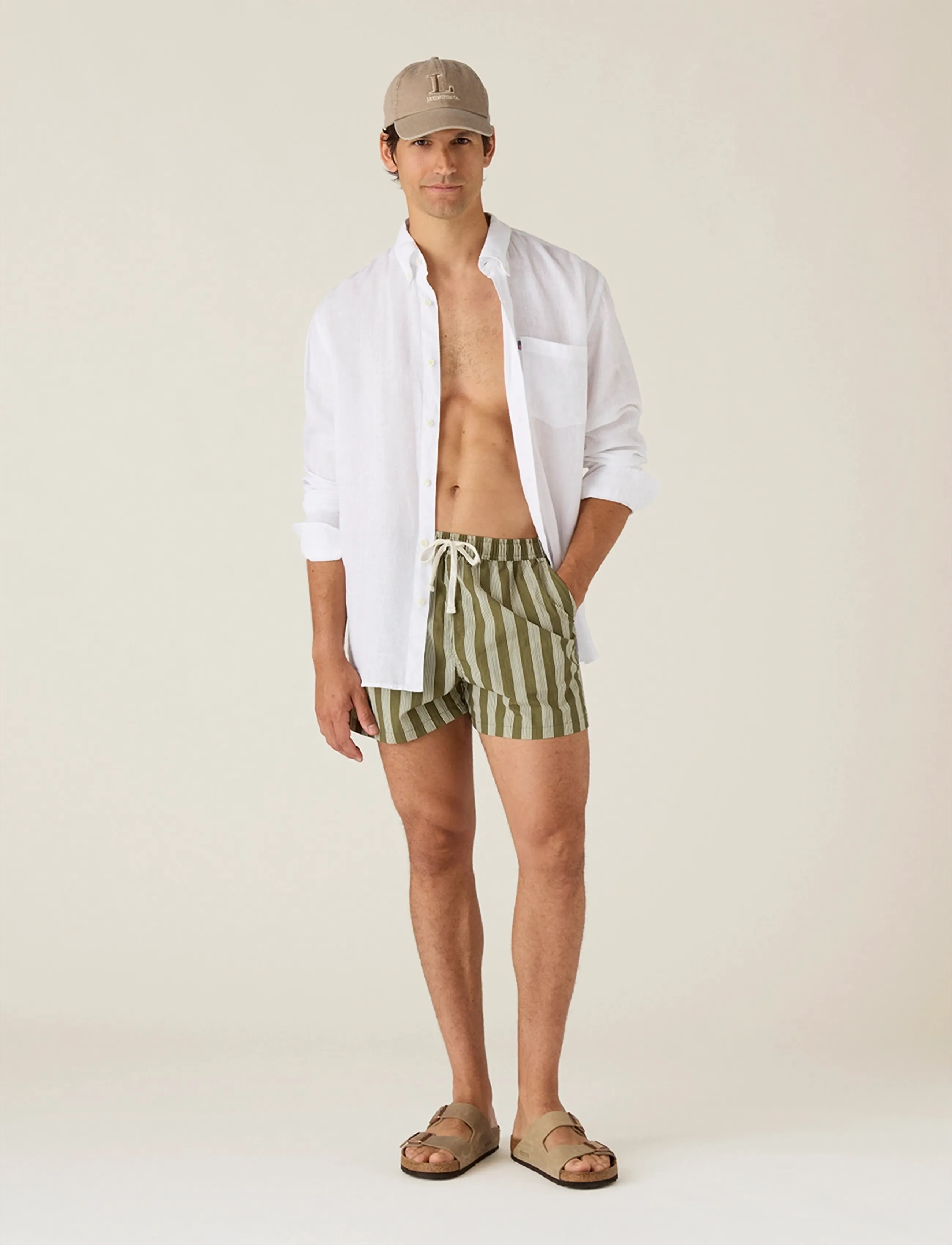 Lexington Clothing Printed Swim Trunks, M, Bademode, Khakigrün - Shorts, Männerswear