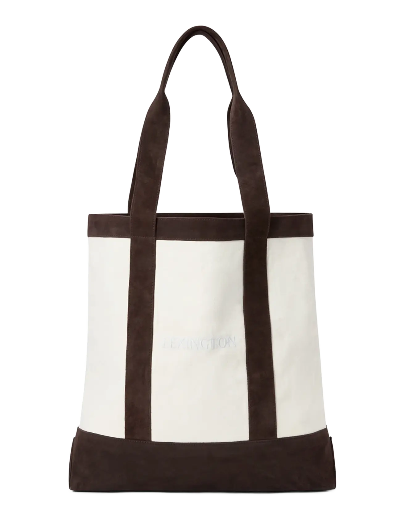 Lexington Clothing Contrast Suede Canvas Shopper - Kollektioner - DARK BROWN / cream