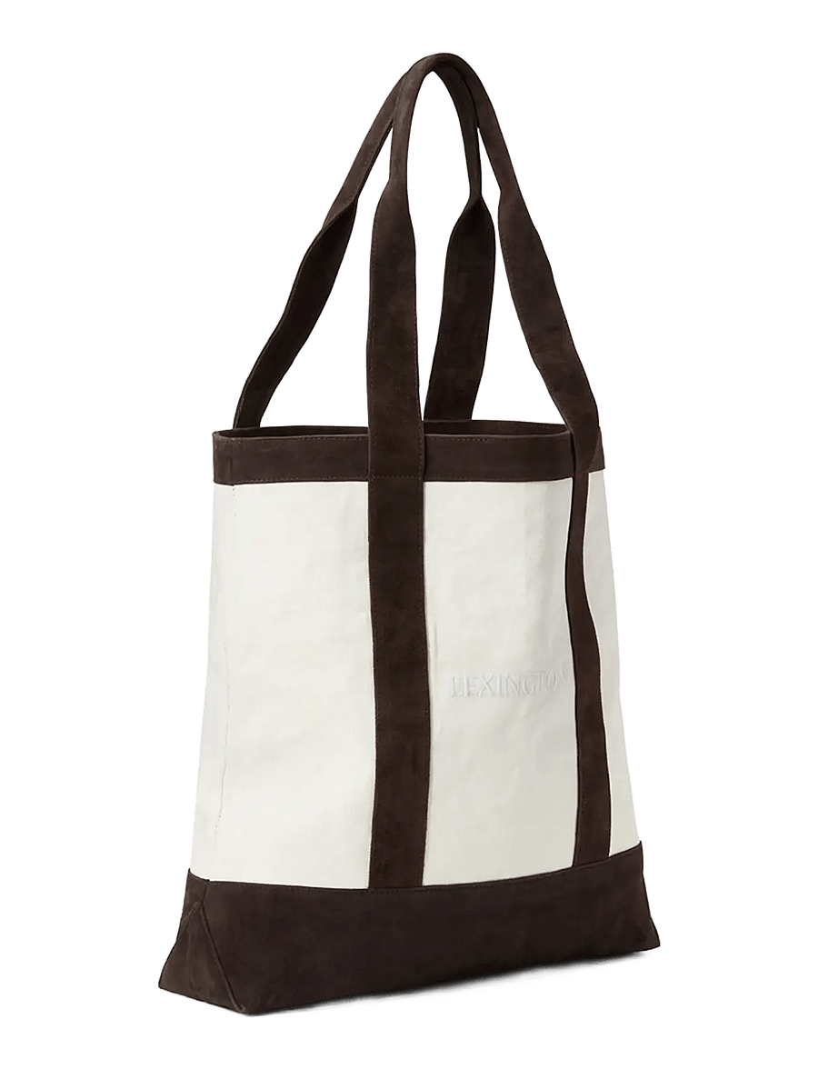Lexington Clothing - Contrast Suede Canvas Shopper - shoppere - dark brown - 1