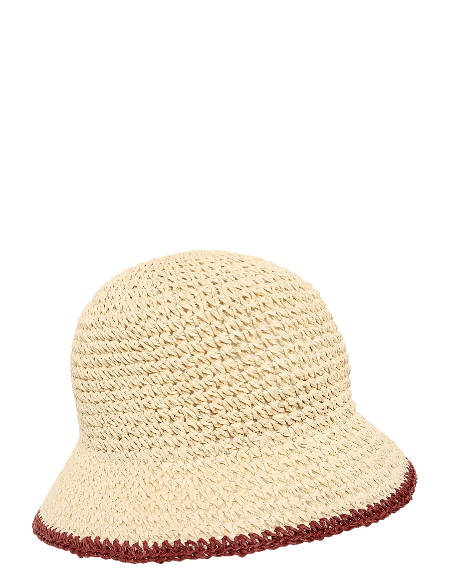Lexington Clothing - Contrast stripe Paper Straw Bucket hat - stråhattar - rust - 0