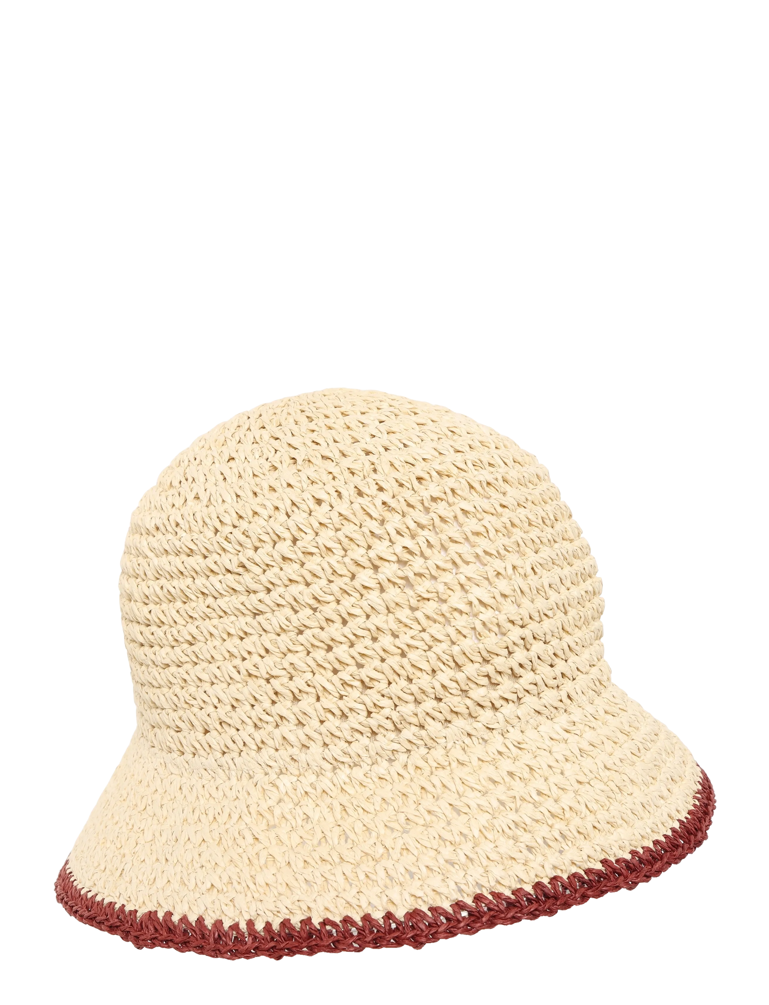 Lexington Clothing Contrast stripe Paper Straw Bucket hat - Akcesoria - RUST / beige
